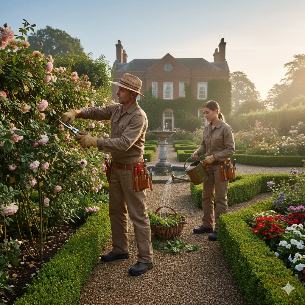 Professional garden maintenance work